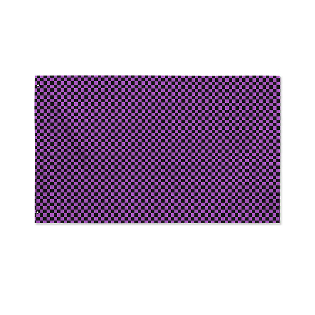 Purple And Black Checkered Pattern Print Polyester Flag