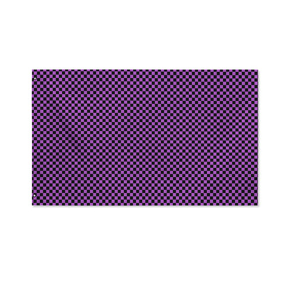 Purple And Black Checkered Pattern Print Polyester Flag