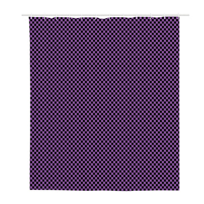 Purple And Black Checkered Pattern Print Polyester Shower Curtain