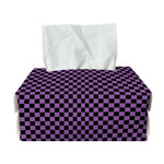 Purple And Black Checkered Pattern Print Rectangle Tissue Box Cover