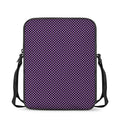 Purple And Black Checkered Pattern Print Rectangular Crossbody Bag