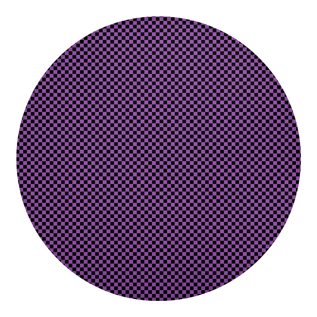 Purple And Black Checkered Pattern Print Round Blanket