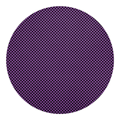 Purple And Black Checkered Pattern Print Round Blanket