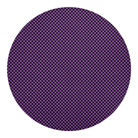 Purple And Black Checkered Pattern Print Round Blanket