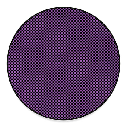 Purple And Black Checkered Pattern Print Round Floor Mat