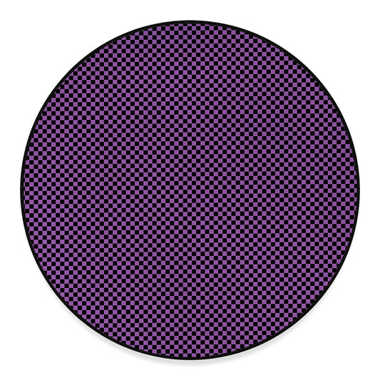 Purple And Black Checkered Pattern Print Round Floor Mat