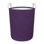 Purple And Black Checkered Pattern Print Round Laundry Basket