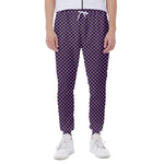 Purple And Black Checkered Pattern Print Scuba Joggers