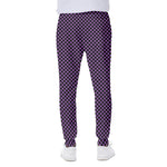 Purple And Black Checkered Pattern Print Scuba Joggers