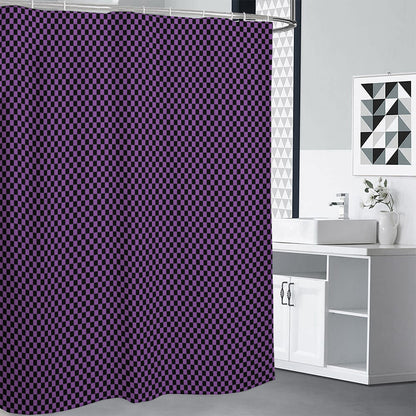 Purple And Black Checkered Pattern Print Shower Curtain