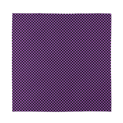 Purple And Black Checkered Pattern Print Silk Bandana