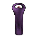 Purple And Black Checkered Pattern Print Single Neoprene Wine Tote