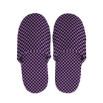 Purple And Black Checkered Pattern Print Slippers