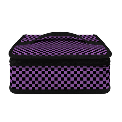 Purple And Black Checkered Pattern Print Small Lunch Bag