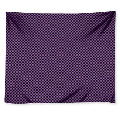 Purple And Black Checkered Pattern Print Tapestry