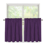 Purple And Black Checkered Pattern Print Tier Curtains