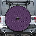 Purple And Black Checkered Pattern Print Tire Cover With Camera Hole