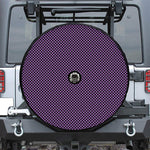 Purple And Black Checkered Pattern Print Tire Cover With Camera Hole