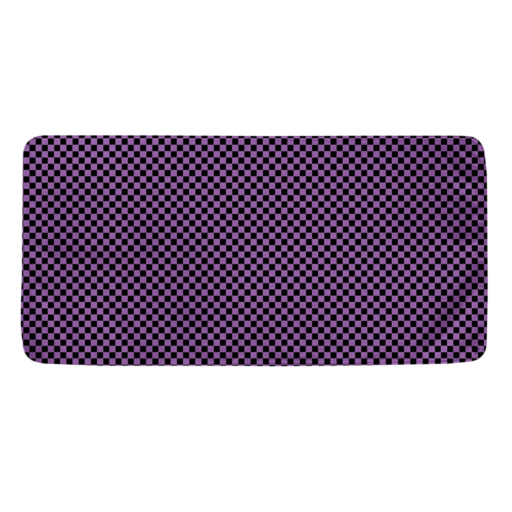Purple And Black Checkered Pattern Print Towel