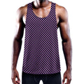 Purple And Black Checkered Pattern Print Men's Workout Tank Top