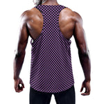 Purple And Black Checkered Pattern Print Training Tank Top