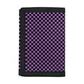 Purple And Black Checkered Pattern Print Trifold Wallet