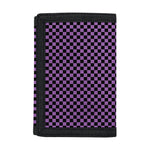 Purple And Black Checkered Pattern Print Trifold Wallet