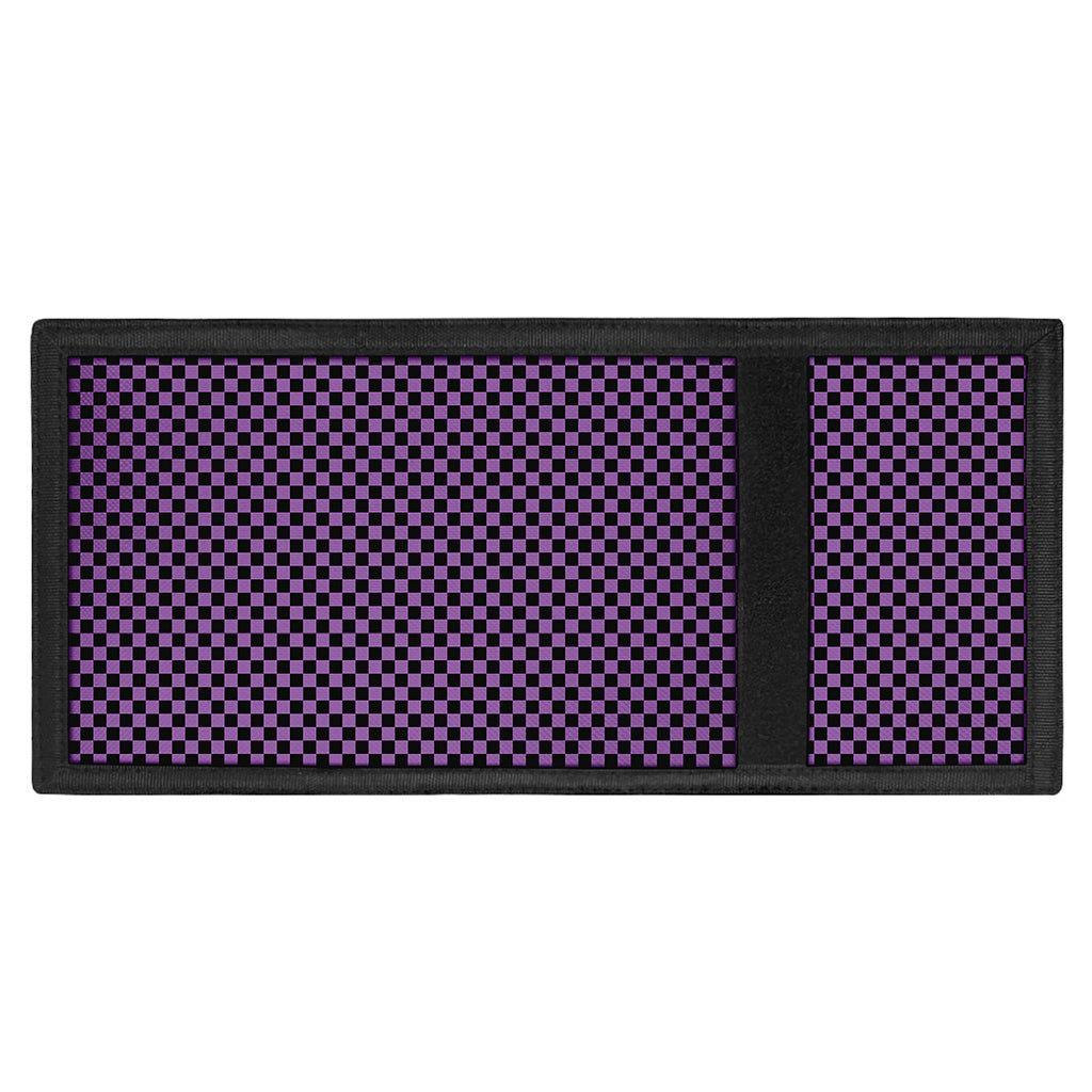 Purple And Black Checkered Pattern Print Trifold Wallet