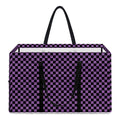 Purple And Black Checkered Pattern Print Utility Tote Bag