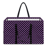 Purple And Black Checkered Pattern Print Utility Tote Bag