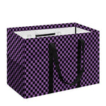 Purple And Black Checkered Pattern Print Utility Tote Bag
