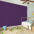 Purple And Black Checkered Pattern Print Wall Sticker
