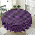 Purple And Black Checkered Pattern Print Waterproof Round Tablecloth