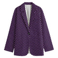 Purple And Black Checkered Pattern Print Women's Blazer