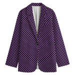 Purple And Black Checkered Pattern Print Women's Blazer
