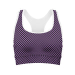 Purple And Black Checkered Pattern Print Women's Sports Bra