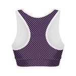 Purple And Black Checkered Pattern Print Women's Sports Bra