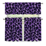 Purple And Black Cheetah Print 3 Piece Kitchen Curtains