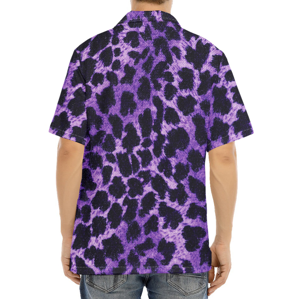 Purple And Black Cheetah Print Aloha Shirt