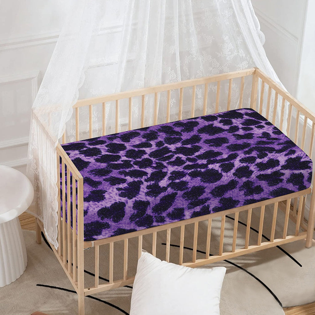 Purple And Black Cheetah Print Baby Crib Sheet