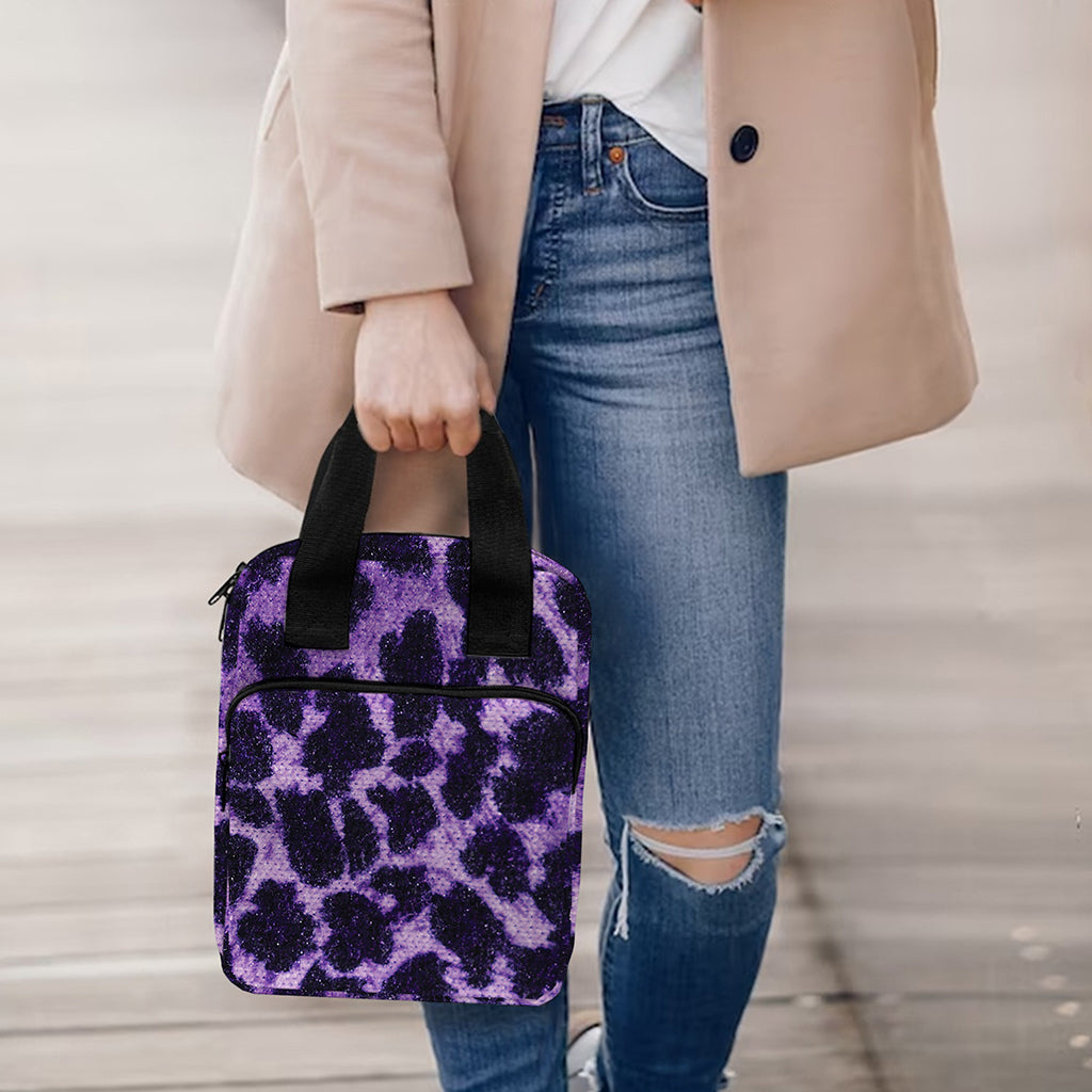 Purple And Black Cheetah Print Bible Tote Bag