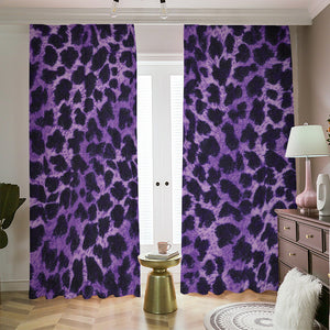 Purple And Black Cheetah Print Blackout Pencil Pleat Curtains