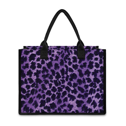 Purple And Black Cheetah Print Canvas Tote Bag