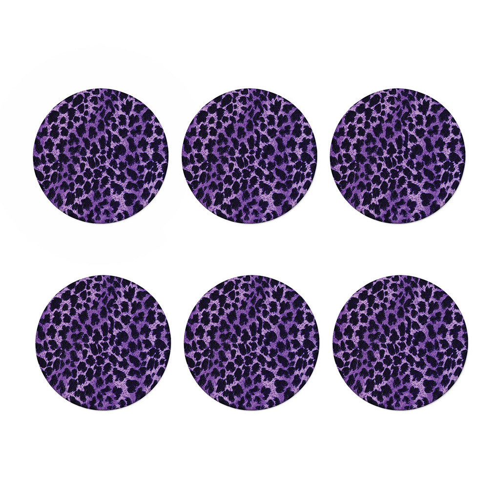 Purple And Black Cheetah Print Coaster Set