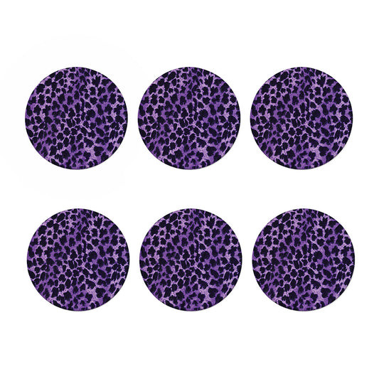 Purple And Black Cheetah Print Coaster Set