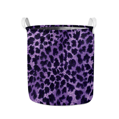 Purple And Black Cheetah Print Collapsible Laundry Basket