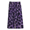 Purple And Black Cheetah Print Cotton Front Slit Maxi Skirt