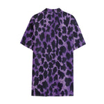 Purple And Black Cheetah Print Cotton Hawaiian Shirt