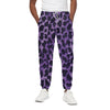 Purple And Black Cheetah Print Cotton Pants