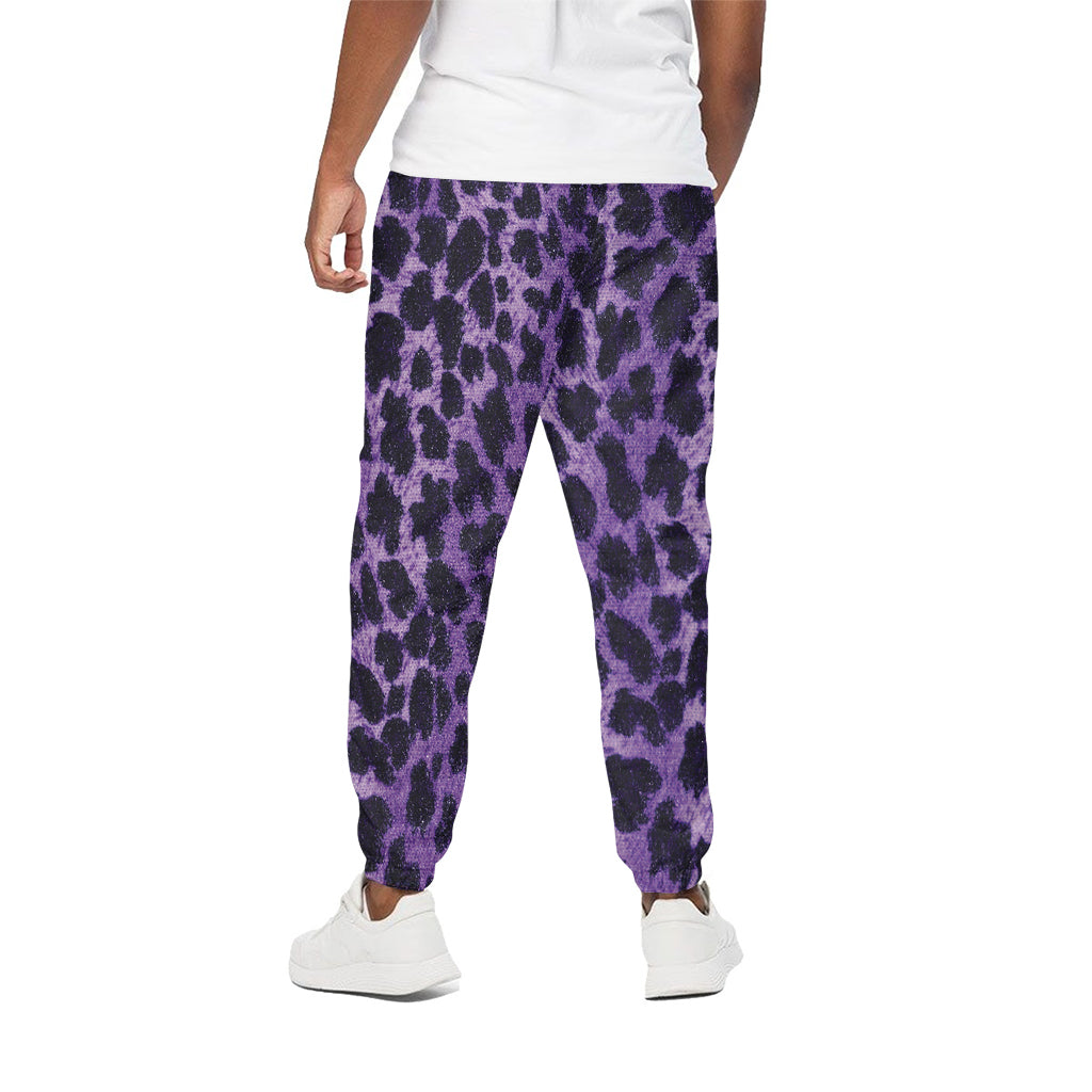 Purple And Black Cheetah Print Cotton Pants